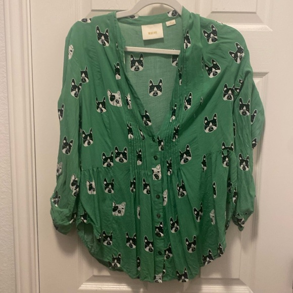 Maeve French Bulldog Top Anthropologie - Picture 2 of 4